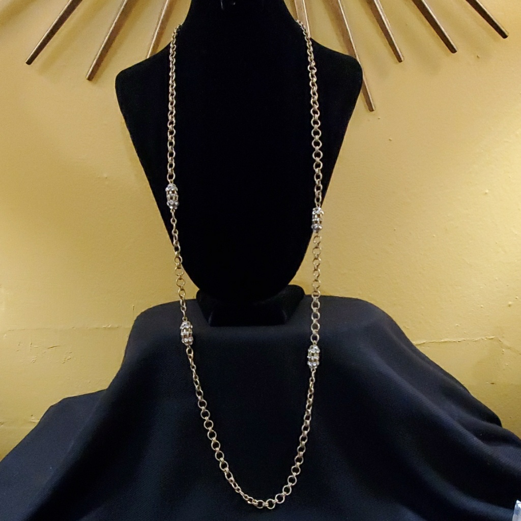 New Loft Goldtone Rhinestone Chain Necklace 683